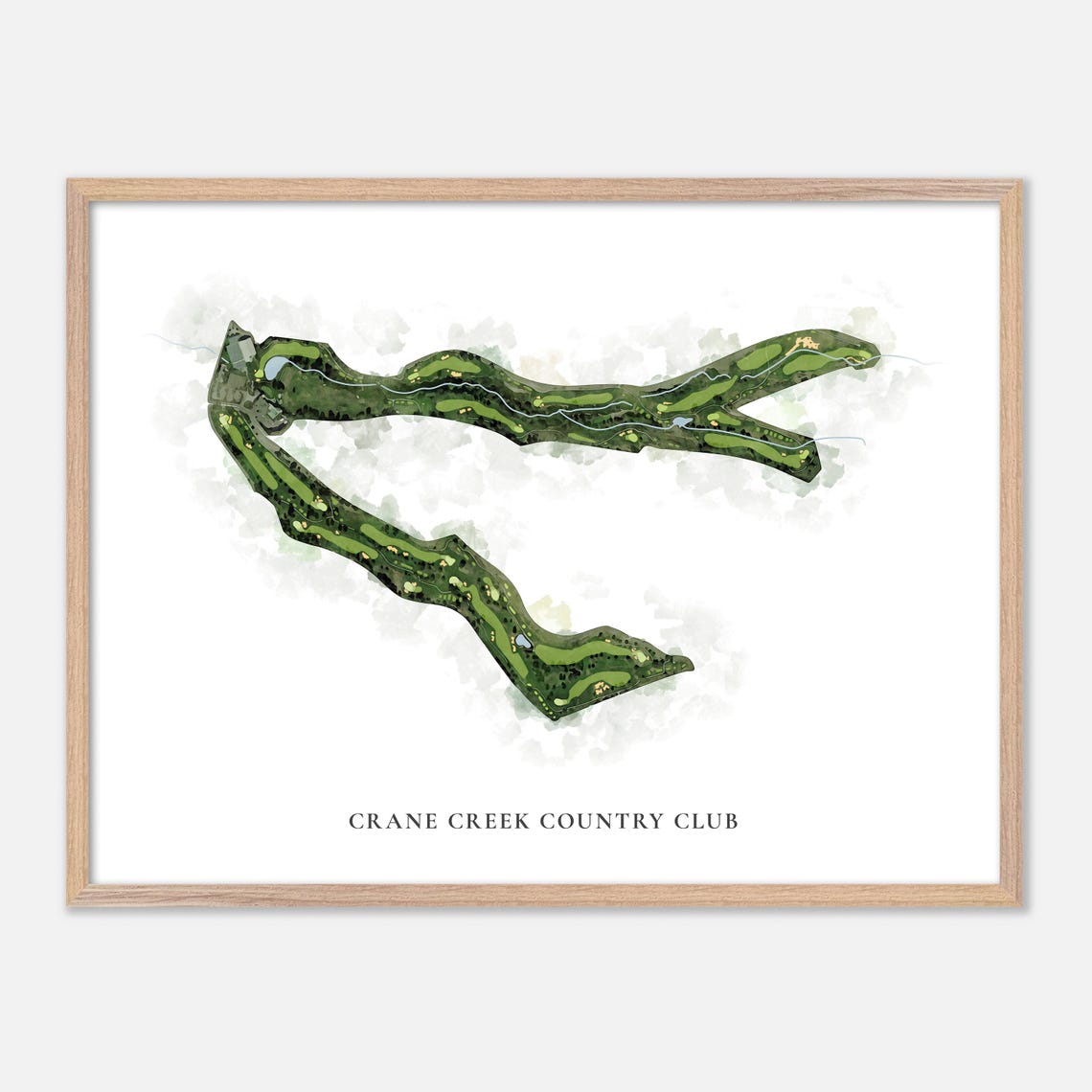 Crane Creek Country Club Watercolor Golf Course Map Golfer Gift Poster