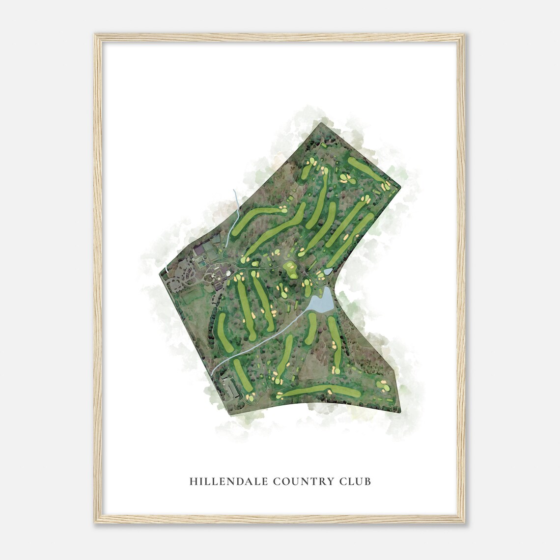 Hillendale Country Club Maryland Classic Watercolor Course Map Poster - Image 2
