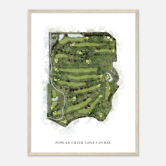 Poplar Creek Golf Course California Classic Watercolor Map Golfer Gift Golf Wall Art Golf Poster Print Course Layout