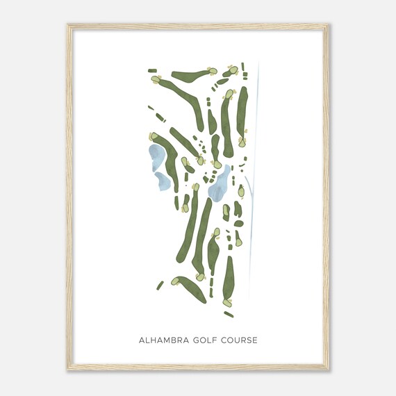Alhambra Golf Course California Modern Watercolor Map Golfer Gift Golf Wall Art Golf Poster Print Course Layout