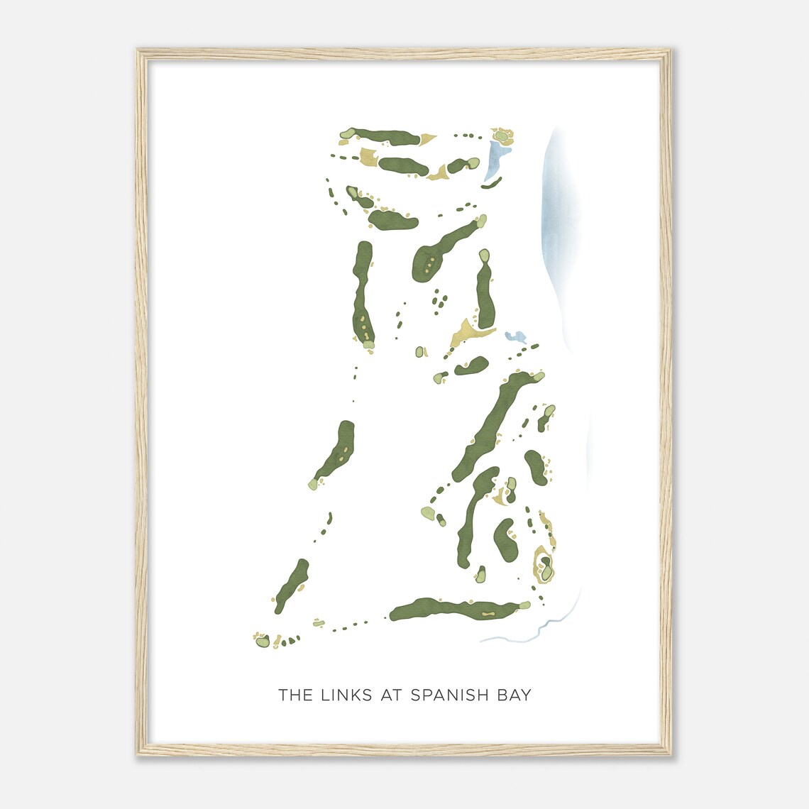 The Links At Spanish Bay California Modern Watercolor Map Golfer Gift Golf Wall Art Golf Poster Print Course Layout