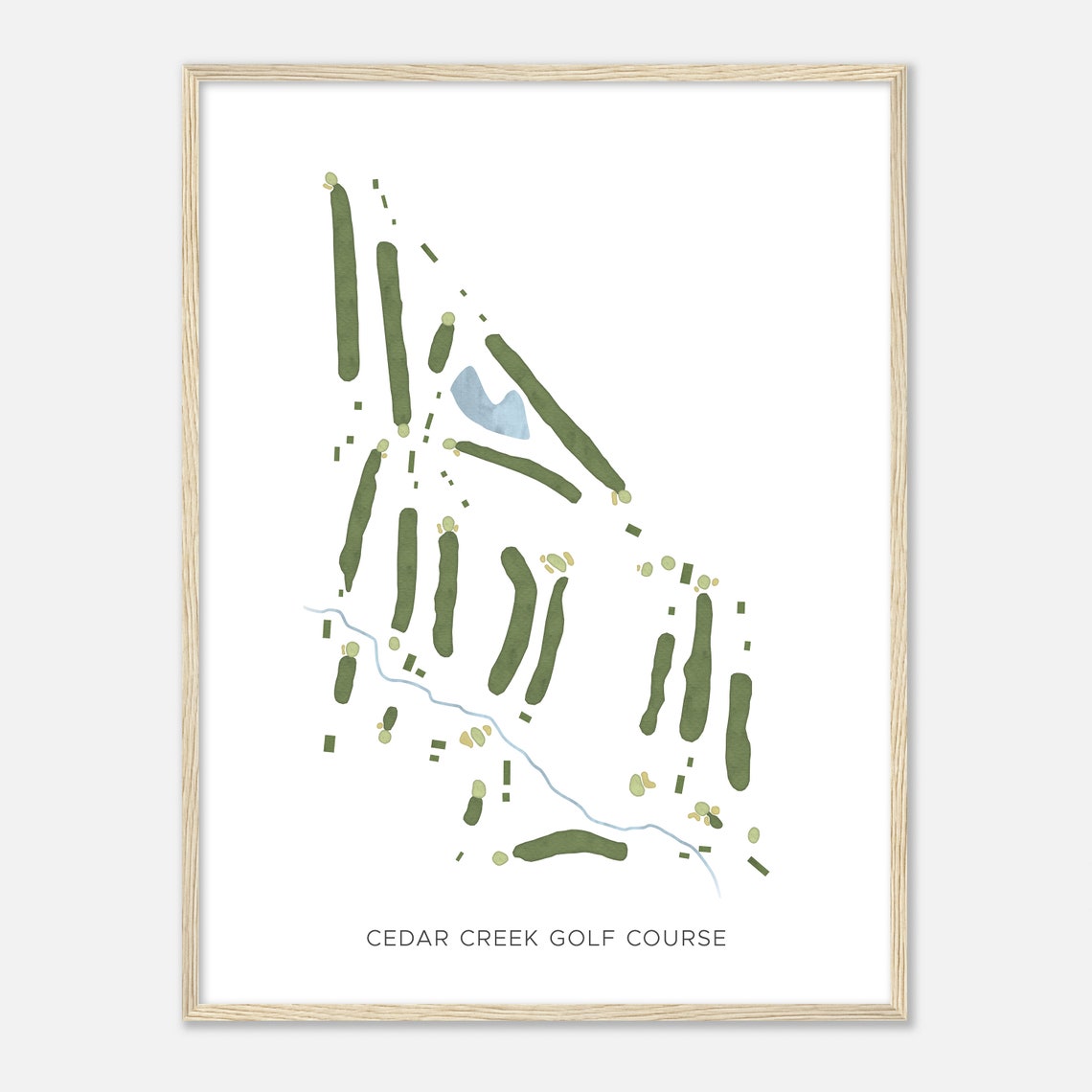 Cedar Creek Golf Course Modern Minimalist Watercolor Golf Map Poster - Image 2