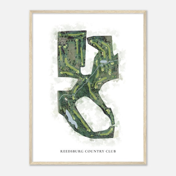 Reedsburg Country Club Wisconsin Classic Watercolor Map Golfer Gift Golf Wall Art Golf Poster Print Course Layout