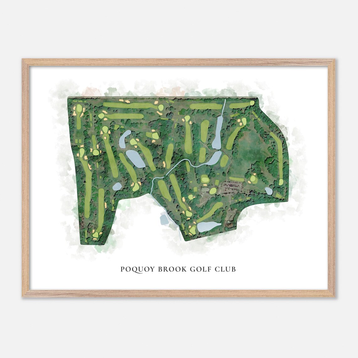 Poquoy Brook Golf Club Massachusetts Classic Watercolor Map Poster