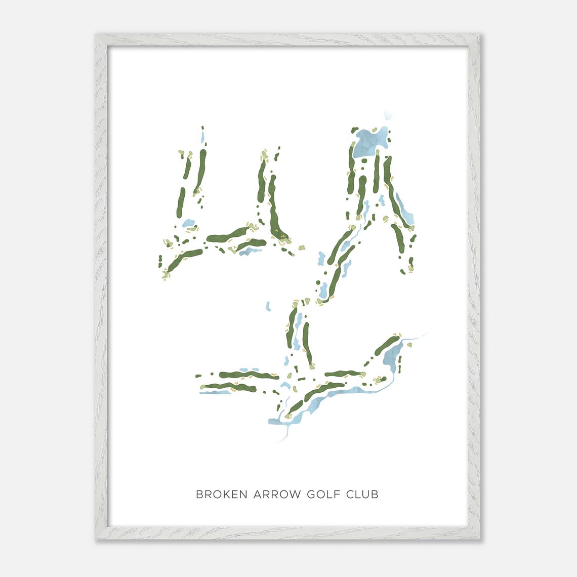 Broken Arrow Golf Club Illinois Modern Watercolor Map Poster - Image 2