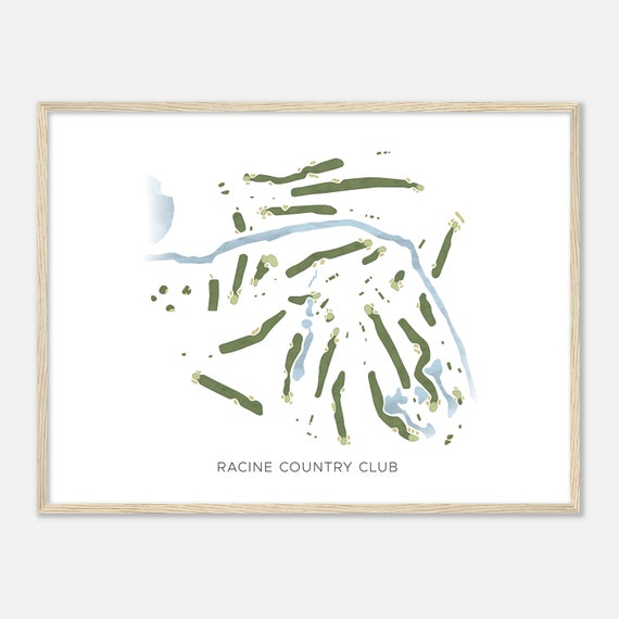 Racine Country Club Wisconsin Modern Watercolor Map Golfer Gift Golf Wall Art Golf Poster Print Course Layout