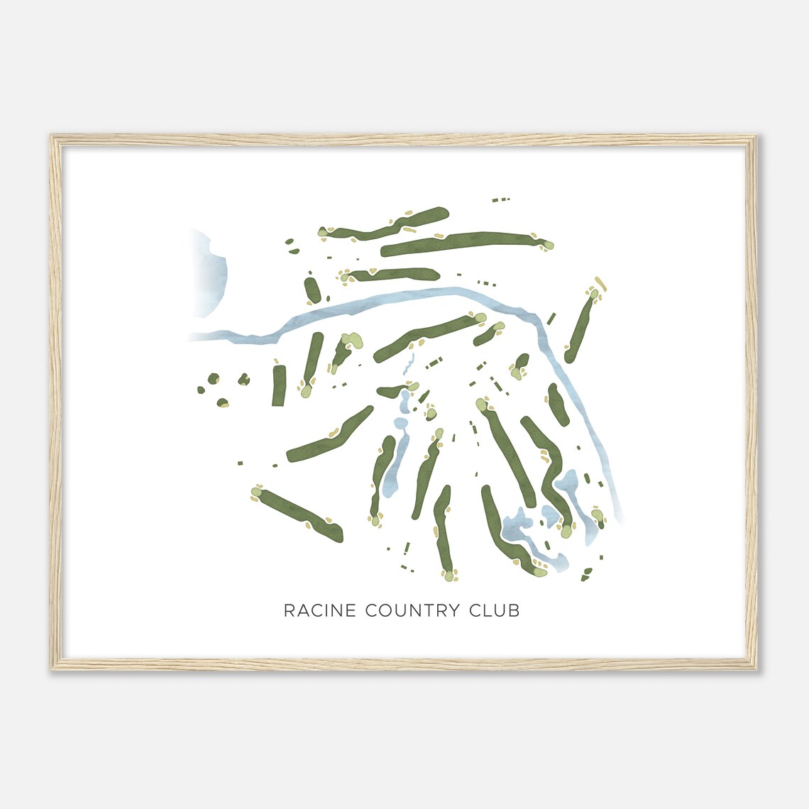 Racine Country Club Riverside Golf Course Map Minimalist Wall Art