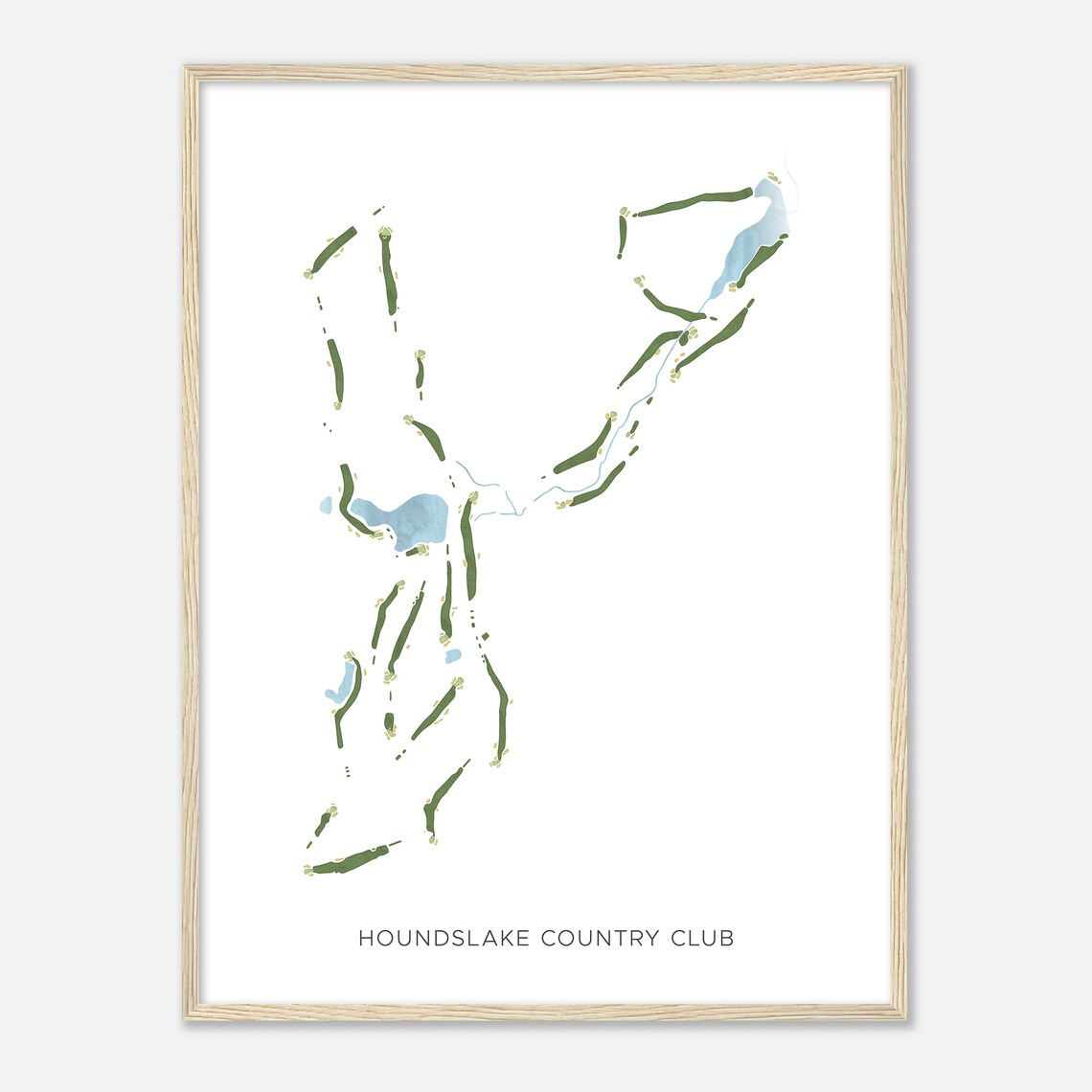 Houndslake Country Club Beautiful Minimalist Fairway Line Map Art Poster - Image 2