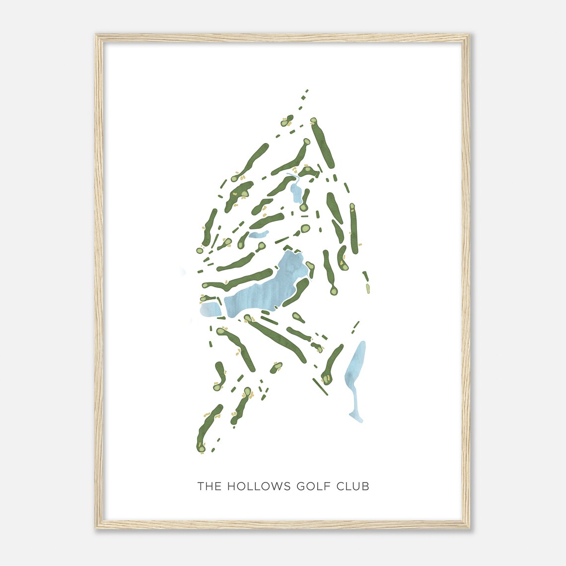 The Hollows Golf Club Modern Watercolor Golf Course Map Poster - Image 2
