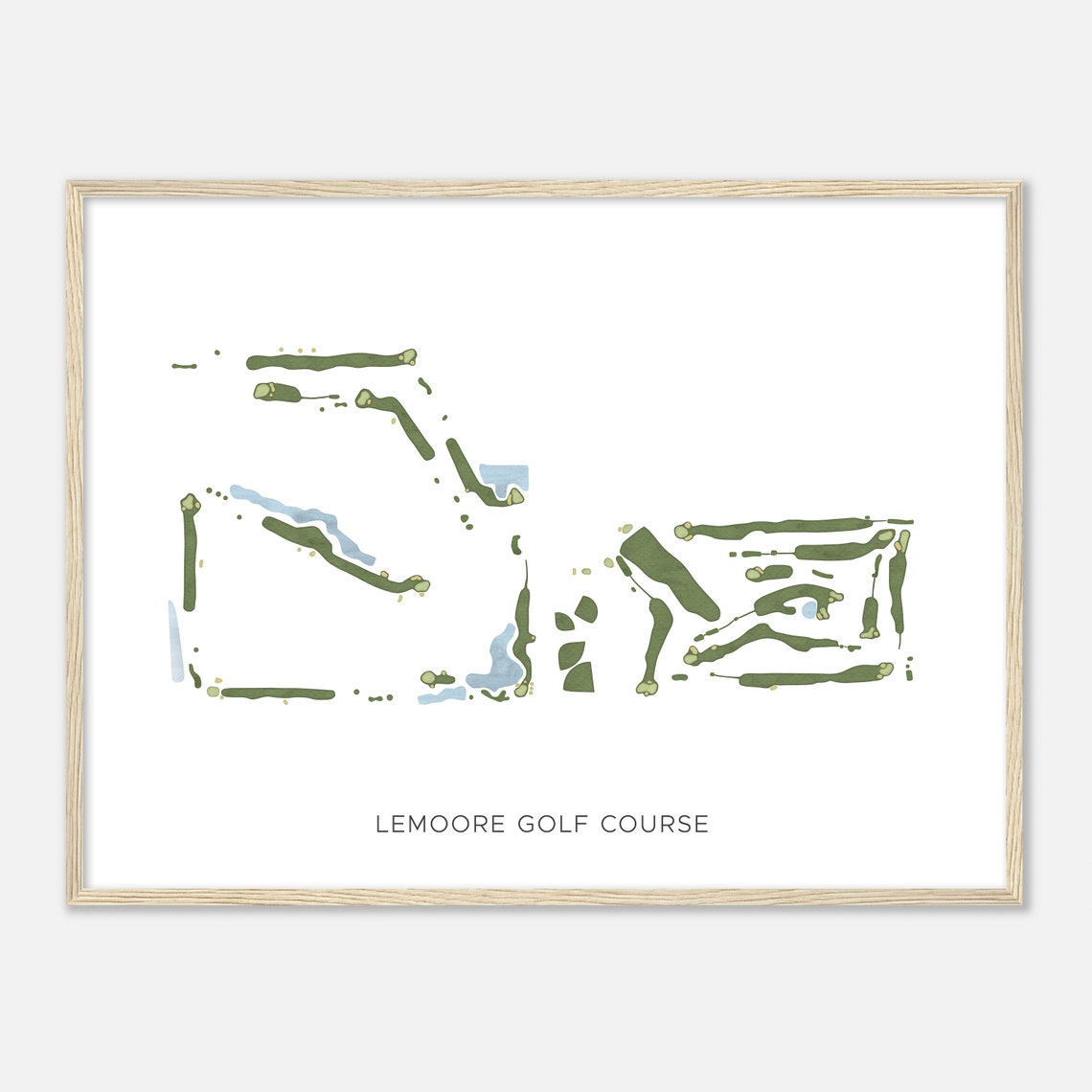 Lemoore Golf Course California Minimalist Watercolor Course Map Poster