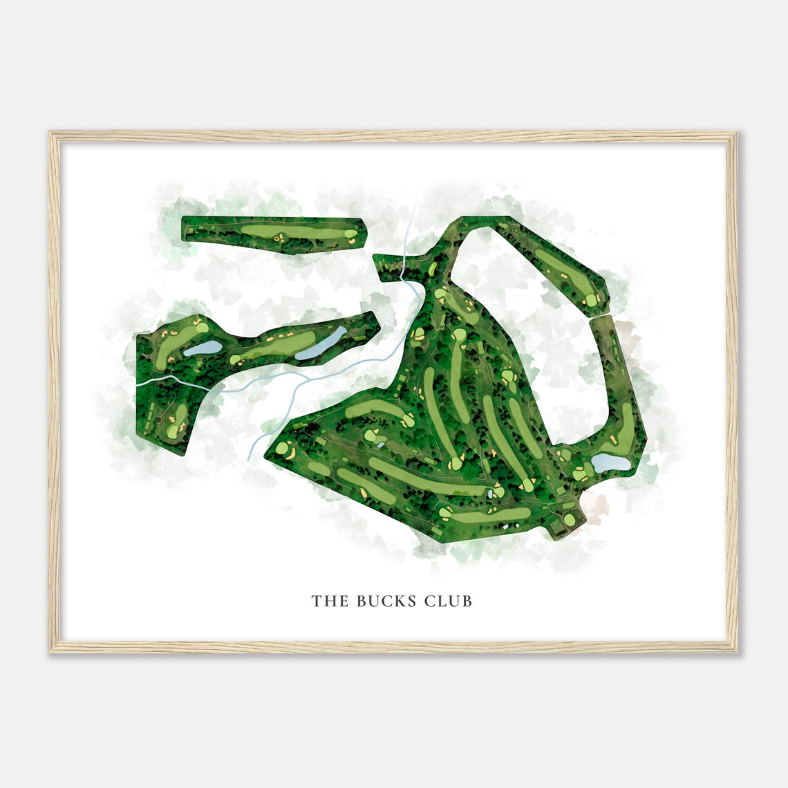 The Bucks Club Classic Style Watercolor Golf Course Map Poster - Image 2