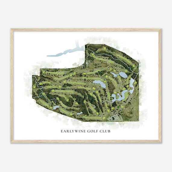 Earlywine Golf Club Classic Watercolor Golf Course Map Poster