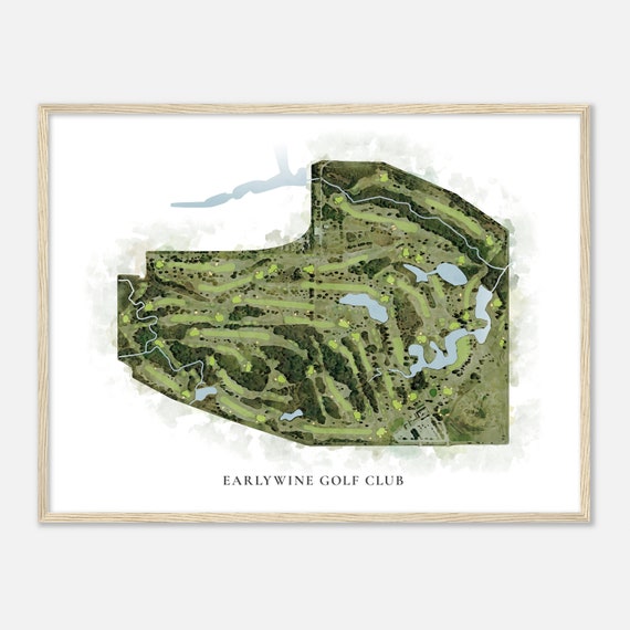 Earlywine Golf Club Oklahoma Classic Watercolor Map Golfer Gift Golf Wall Art Golf Poster Print Course Layout