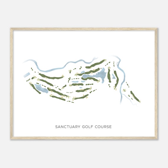 Sanctuary Golf Course Illinois Modern Watercolor Map Golfer Gift Golf Wall Art Golf Poster Print Course Layout