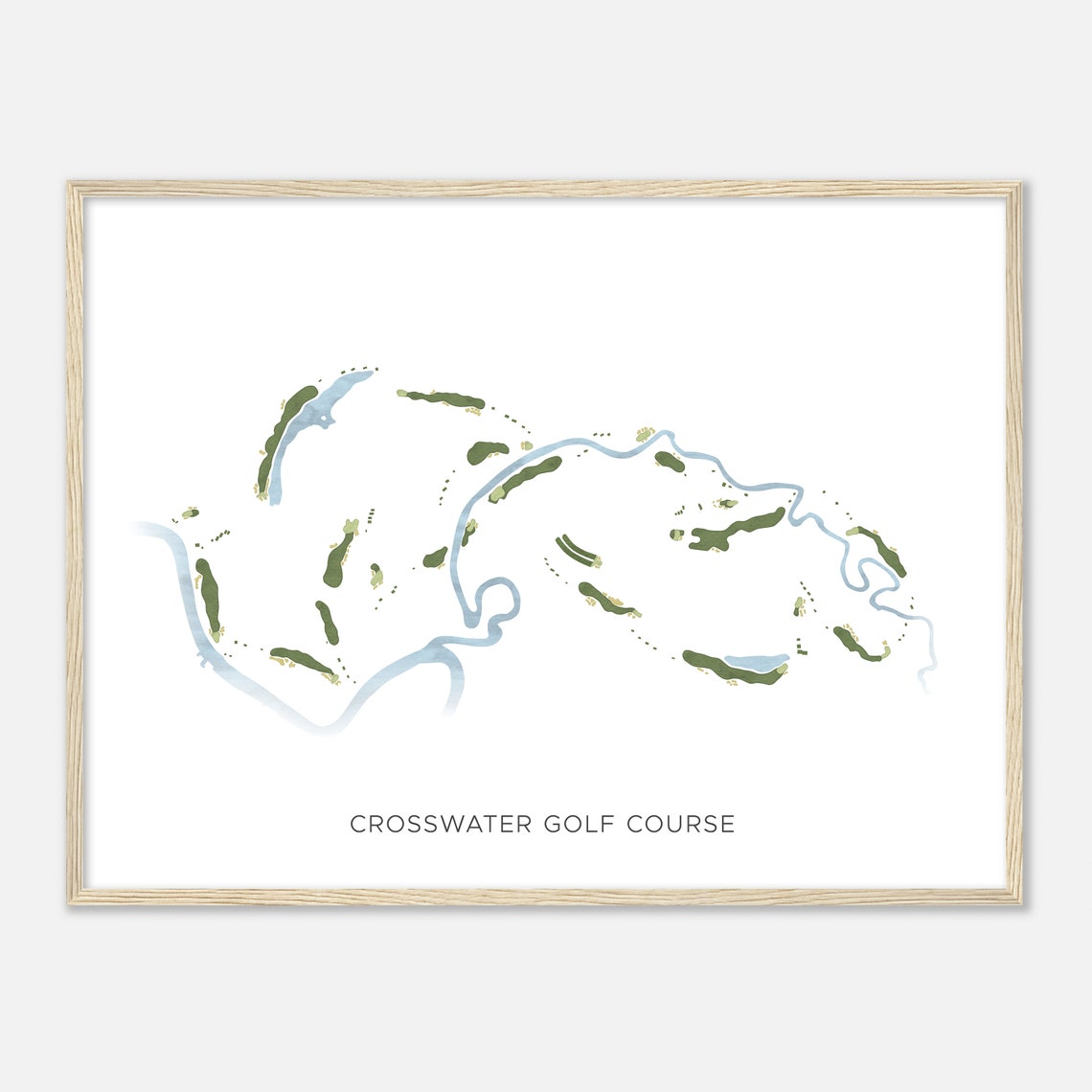 Crosswater Golf Course Elegant Minimal Watercolor Map Wall Art - Image 2