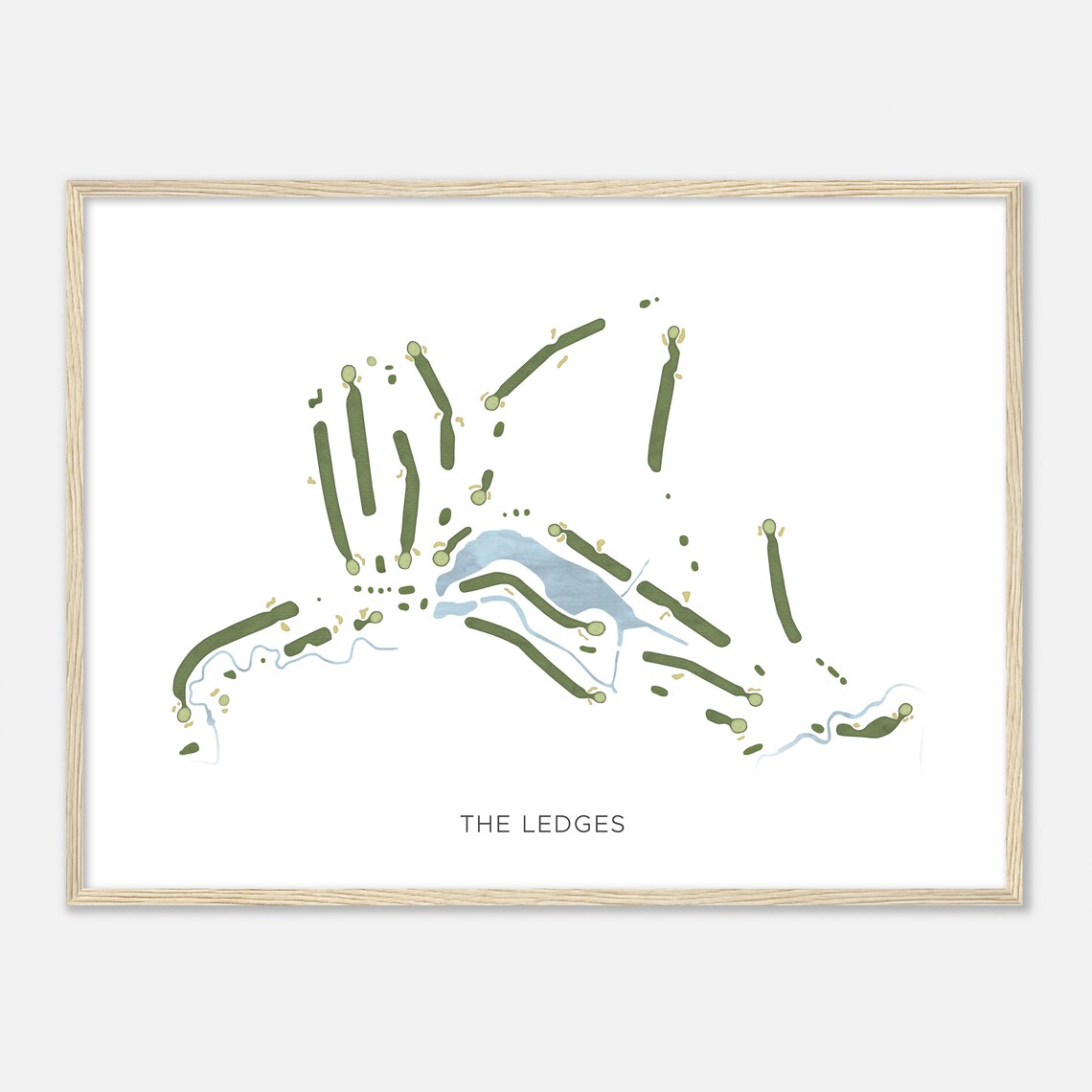 The Ledges Golf Club Minimalist Watercolor Course Map Poster - Image 2