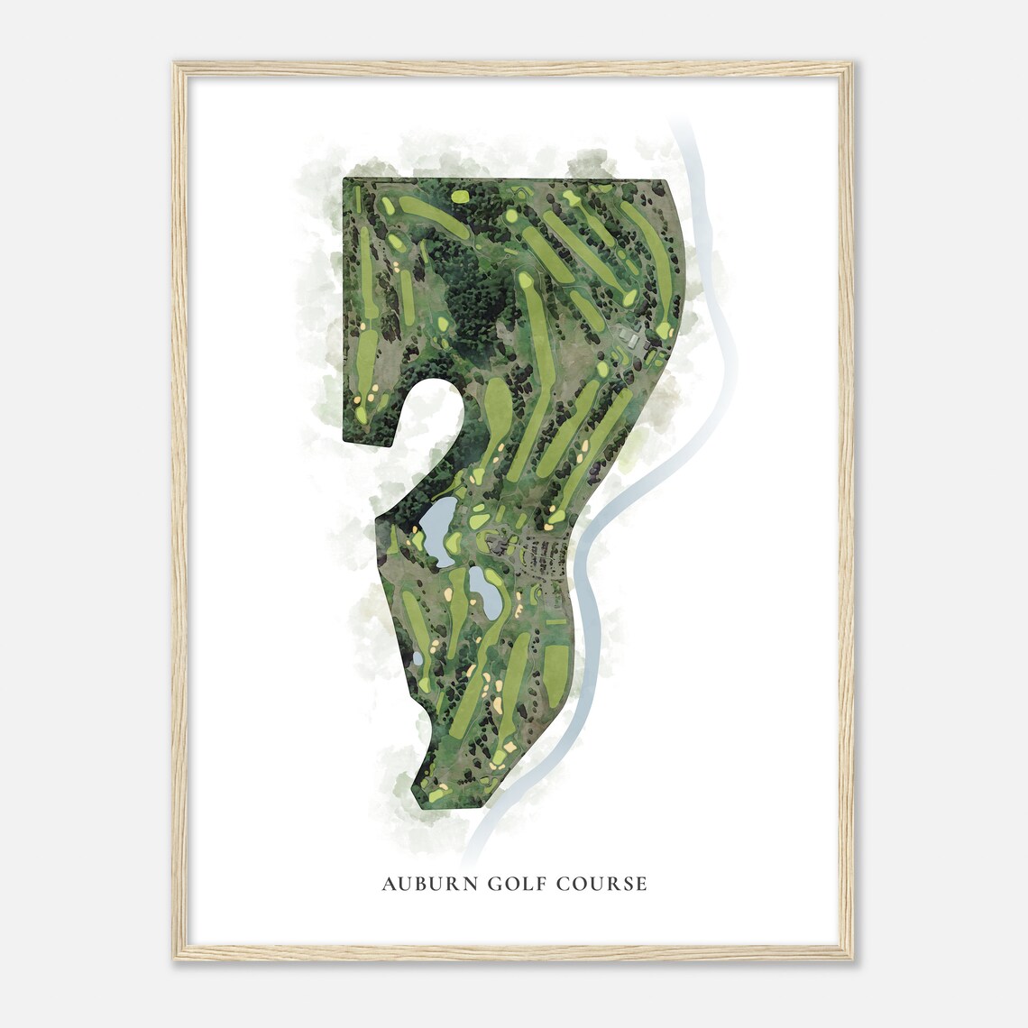 Auburn Golf Course Washington Classic Watercolor Map Golfer Gift Golf Wall Art Golf Poster Print Course Layout