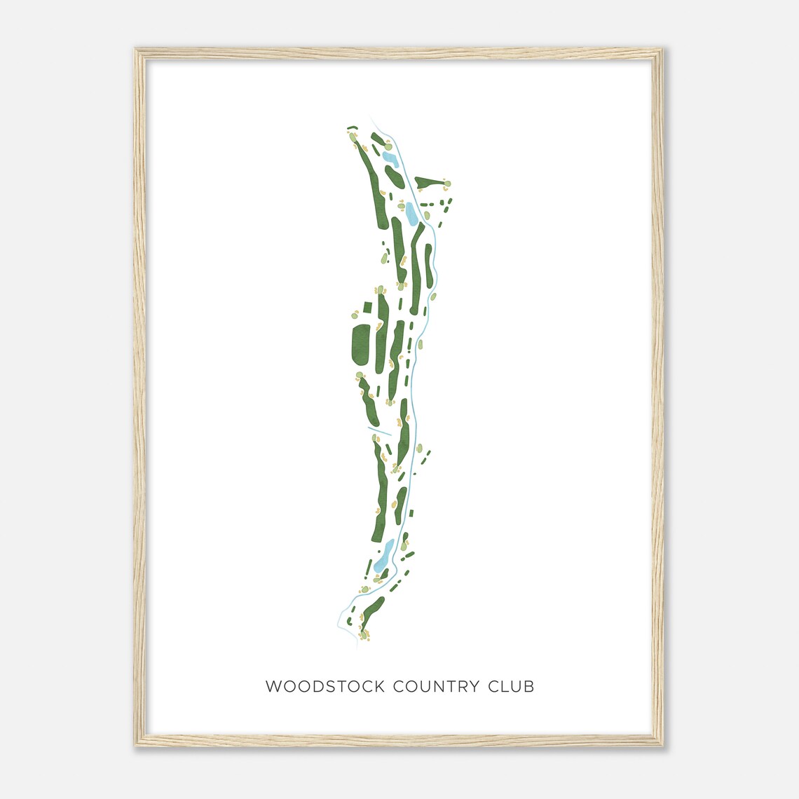 Woodstock Country Club Vermont Minimalist Watercolor Course Map Poster