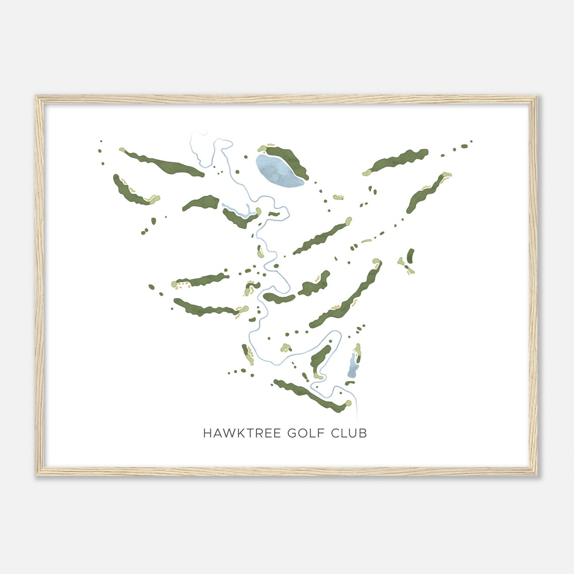 Hawktree Golf Club North Dakota Modern Watercolor Course Map Poster