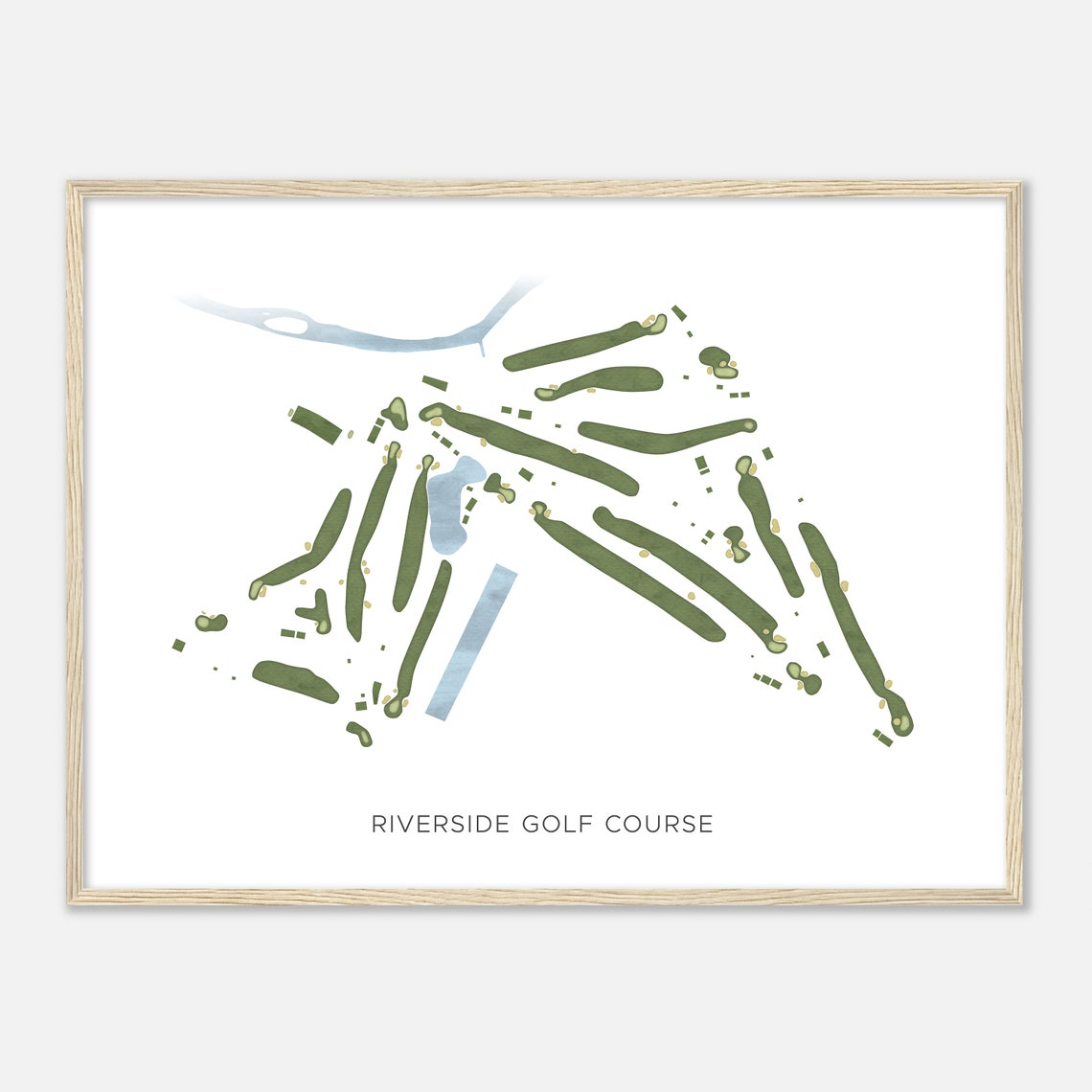 Riverside Golf Course California Watercolor Course Map Poster