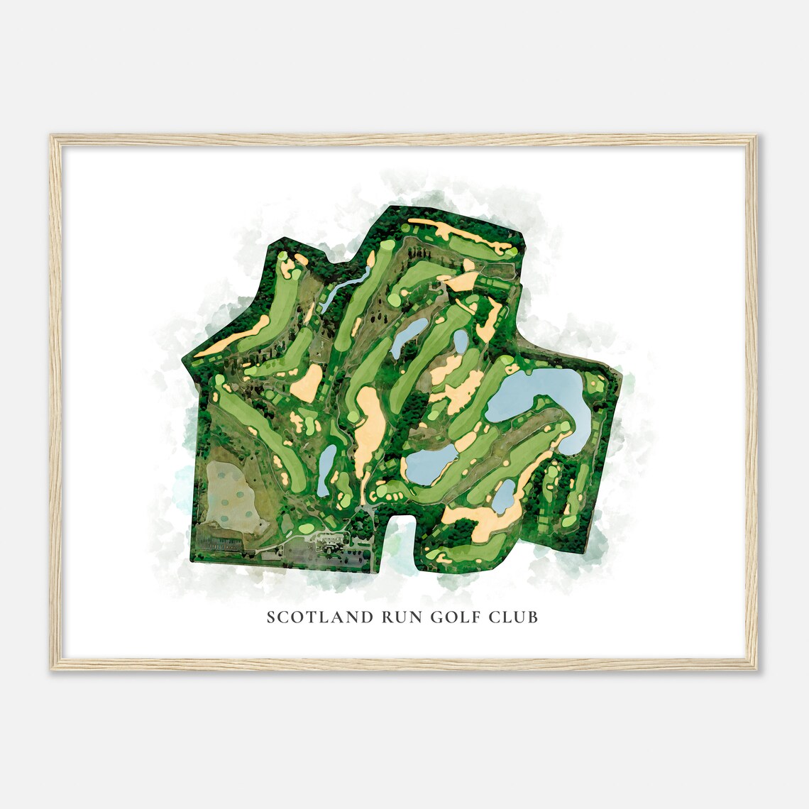 Scotland Run Golf Club New Jersey Classic Aerial Watercolor Map Poster - Image 2