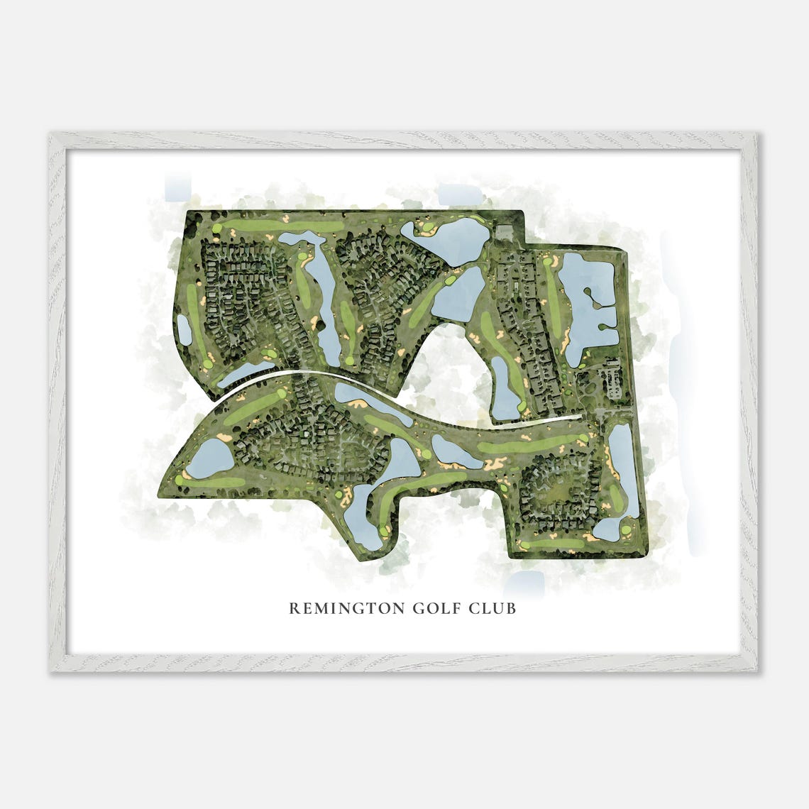 Remington Golf Club Classic Watercolor Lakes Course Map Poster - Image 4