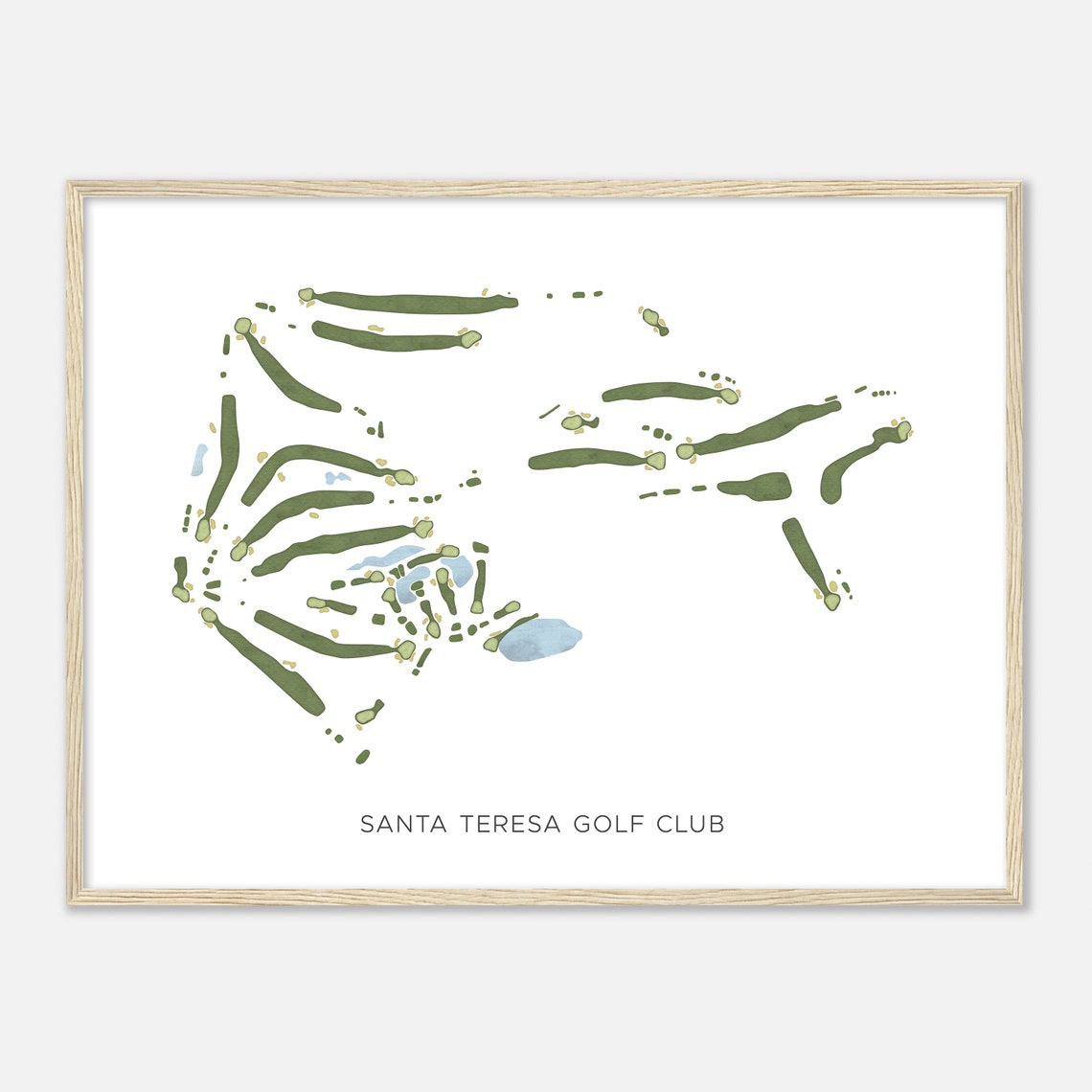 Santa Teresa Golf Club California Modern Watercolor Course Map Poster - Image 2