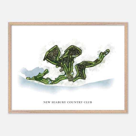 New Seabury Country Club In Mashpee Massachusetts Classic Watercolor Map Golfer Gift Golf Wall Art Golf Poster Print