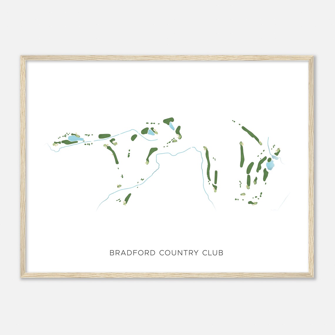 Bradford Country Club Massachusetts Modern Watercolor Golf Map Poster - Image 2