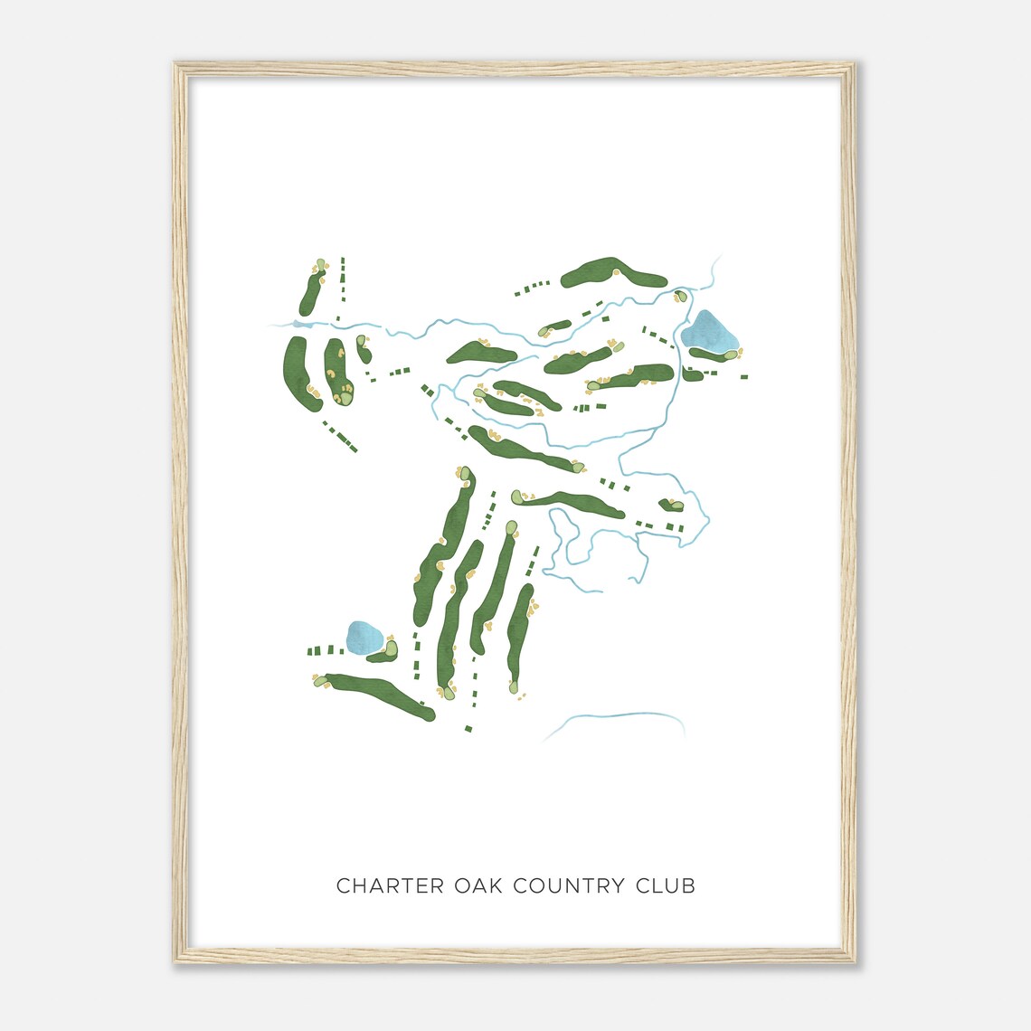 Charter Oak Country Club Modern Watercolor Golf Course Map Art Poster - Image 2