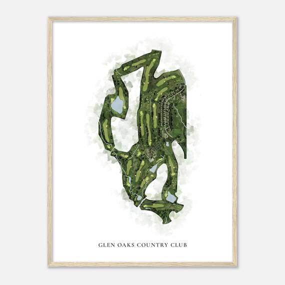 Glen Oaks Country Club Iowa Classic Watercolor Map Golfer Gift Golf Wall Art Golf Poster Print Course Layout