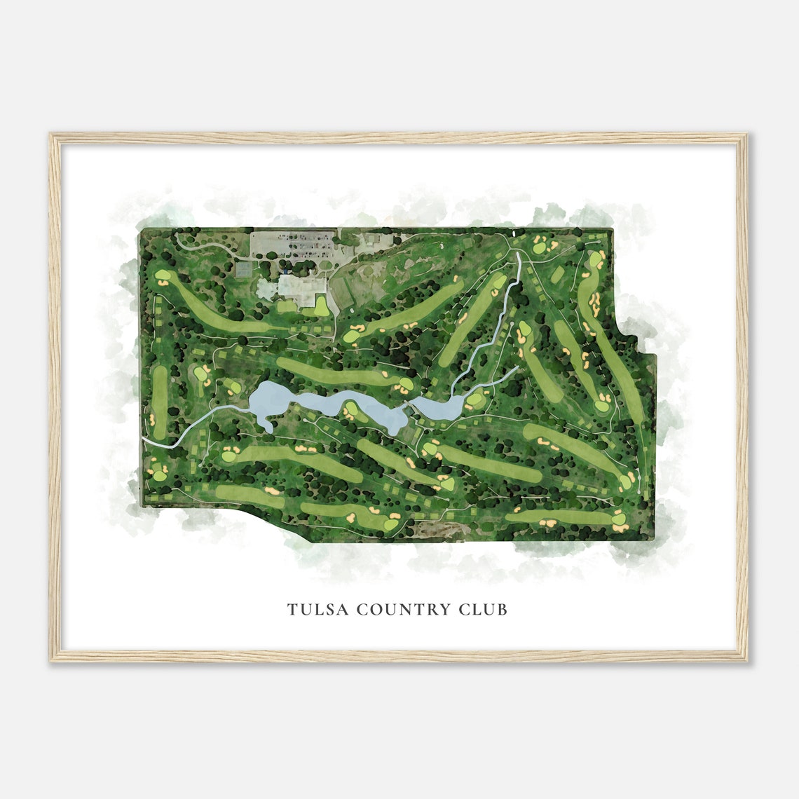 Tulsa Country Club Oklahoma Classic Watercolor Map Art Poster - Image 2