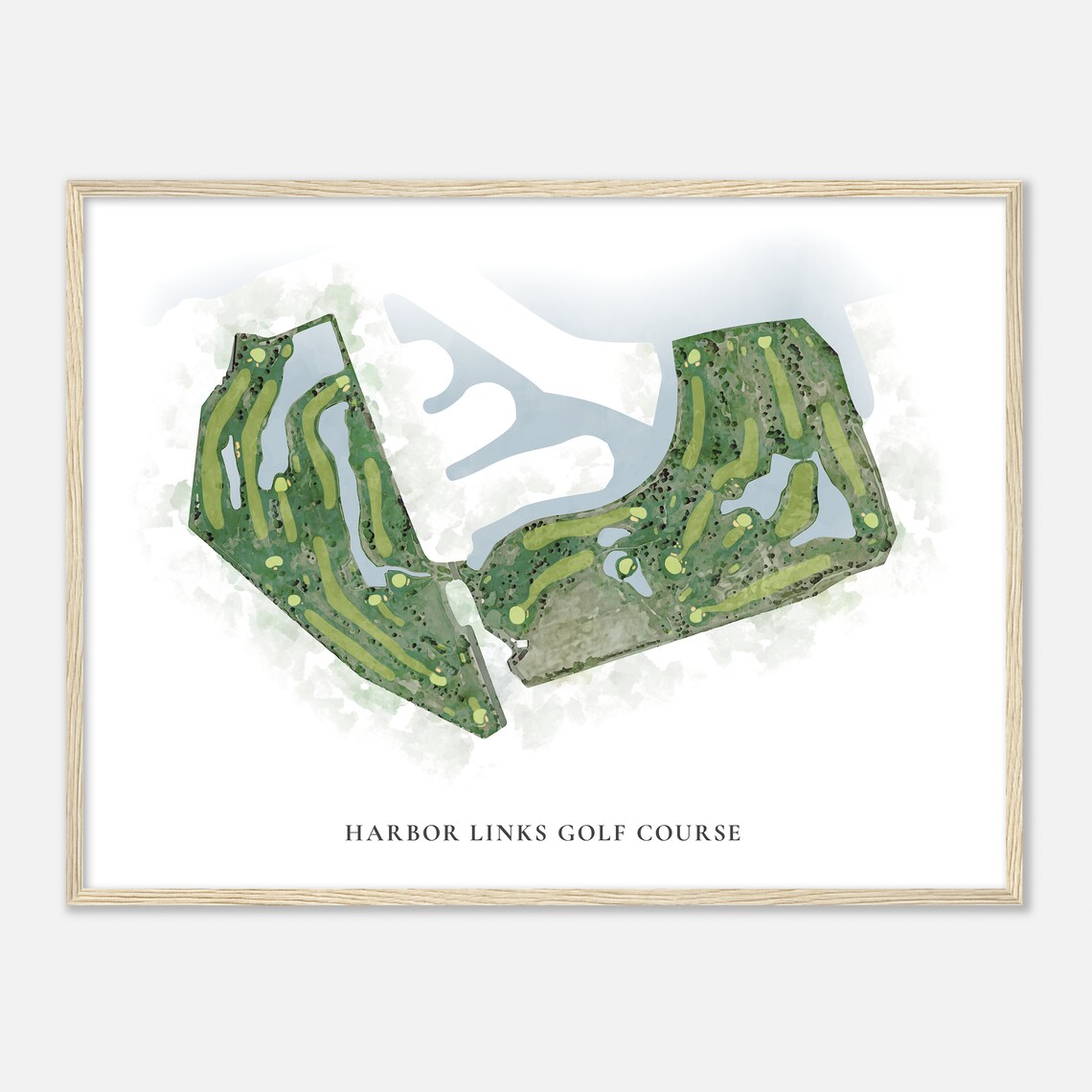 Harbor Links Golf Course Oregon Classic Watercolor Map Golfer Gift Golf Wall Art Golf Poster Print Course Layout