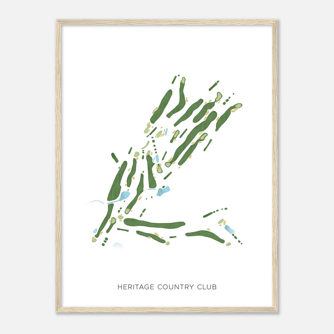Heritage Country Club Minimalist Fairway Line Course Map Poster