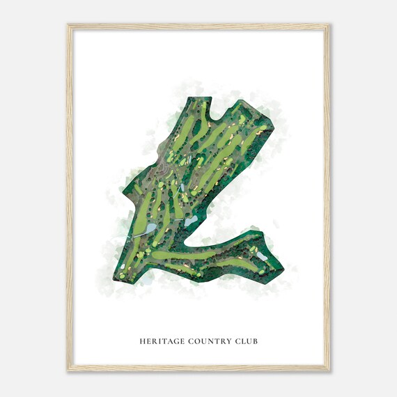Heritage Country Club Massachusetts Classic Watercolor Map Golfer Gift Golf Wall Art Golf Poster Print Course Layout