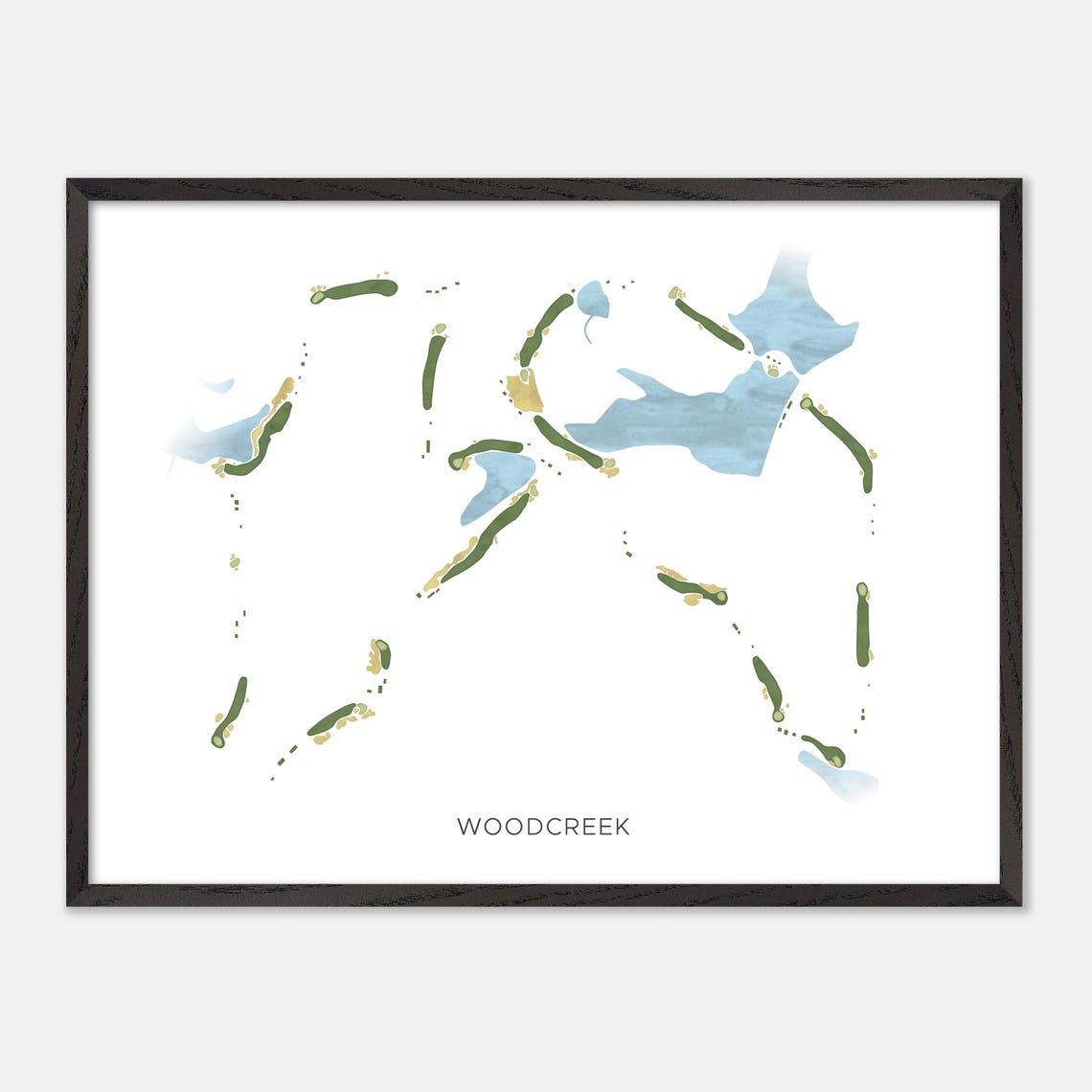 Woodcreek Watercolor Fairway Map Lakeside Layout Gift Poster - Image 5