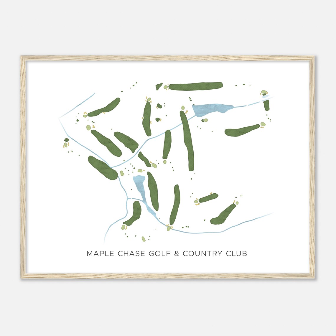 Maple Chase Golf & Country Club North Carolina Modern Watercolor Course Map Poster