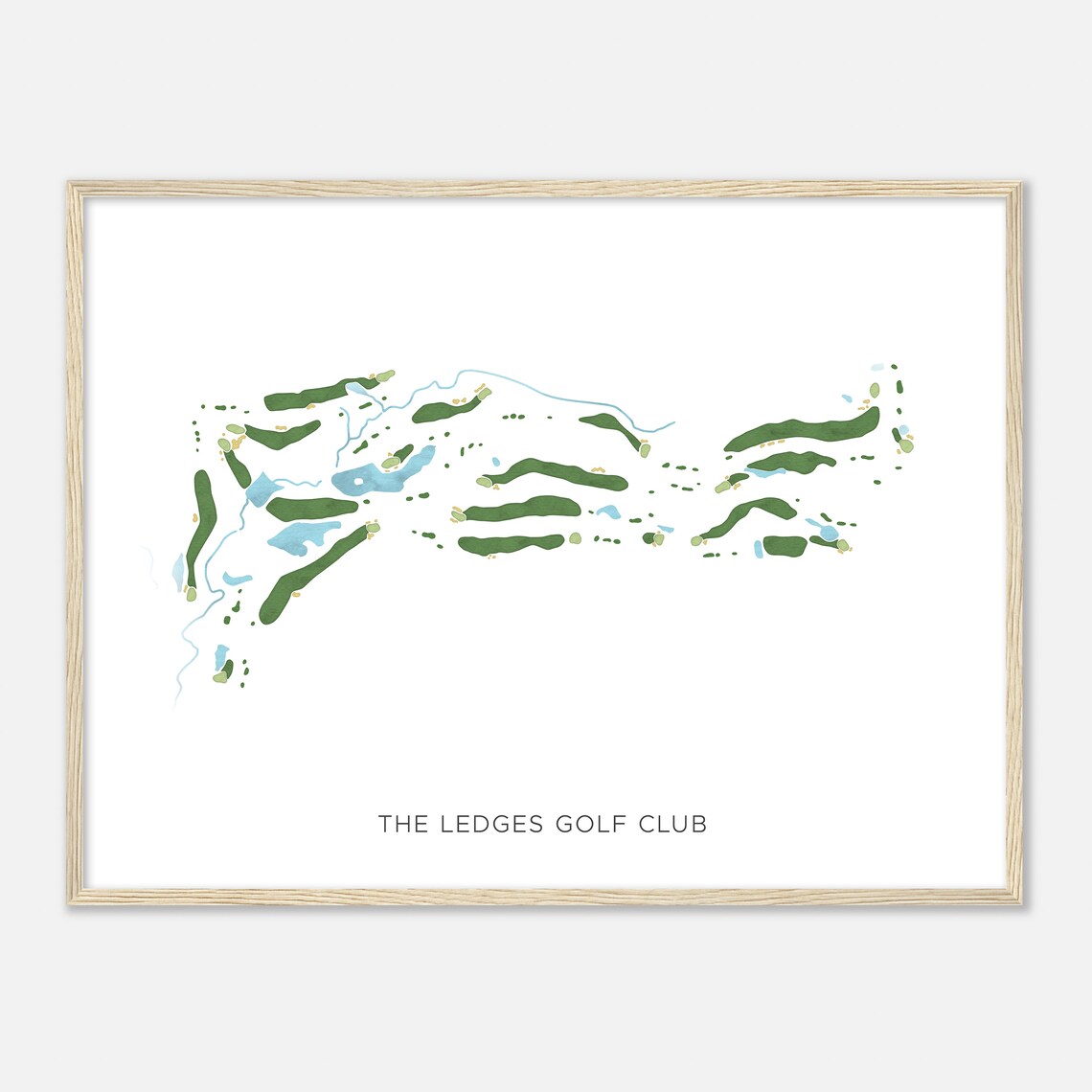 The Ledges Golf Club Maine Modern Watercolor Golf Map Poster