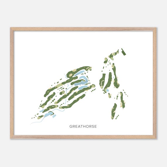Greathorse In Hampden Massachusetts Modern Watercolor Map Golfer Gift Golf Wall Art Golf Poster Print Course Layout