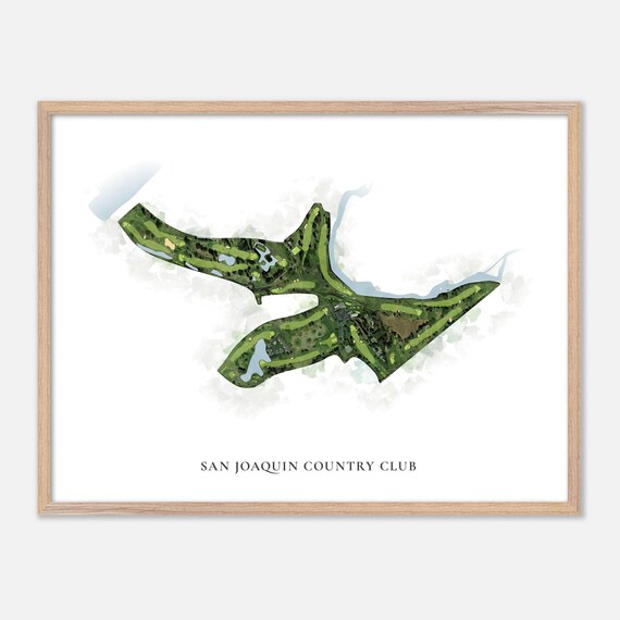 San Joaquin Country Club Fresno California Watercolor Golf Map Poster