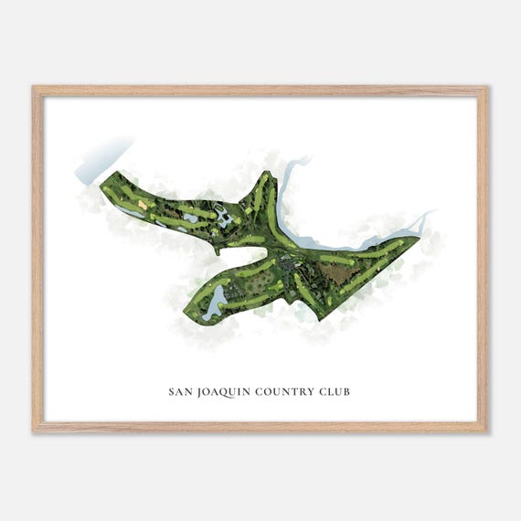 San Joaquin Country Club In Fresno California Classic Watercolor Map Golfer Gift Golf Wall Art Golf Poster Print Course Layout