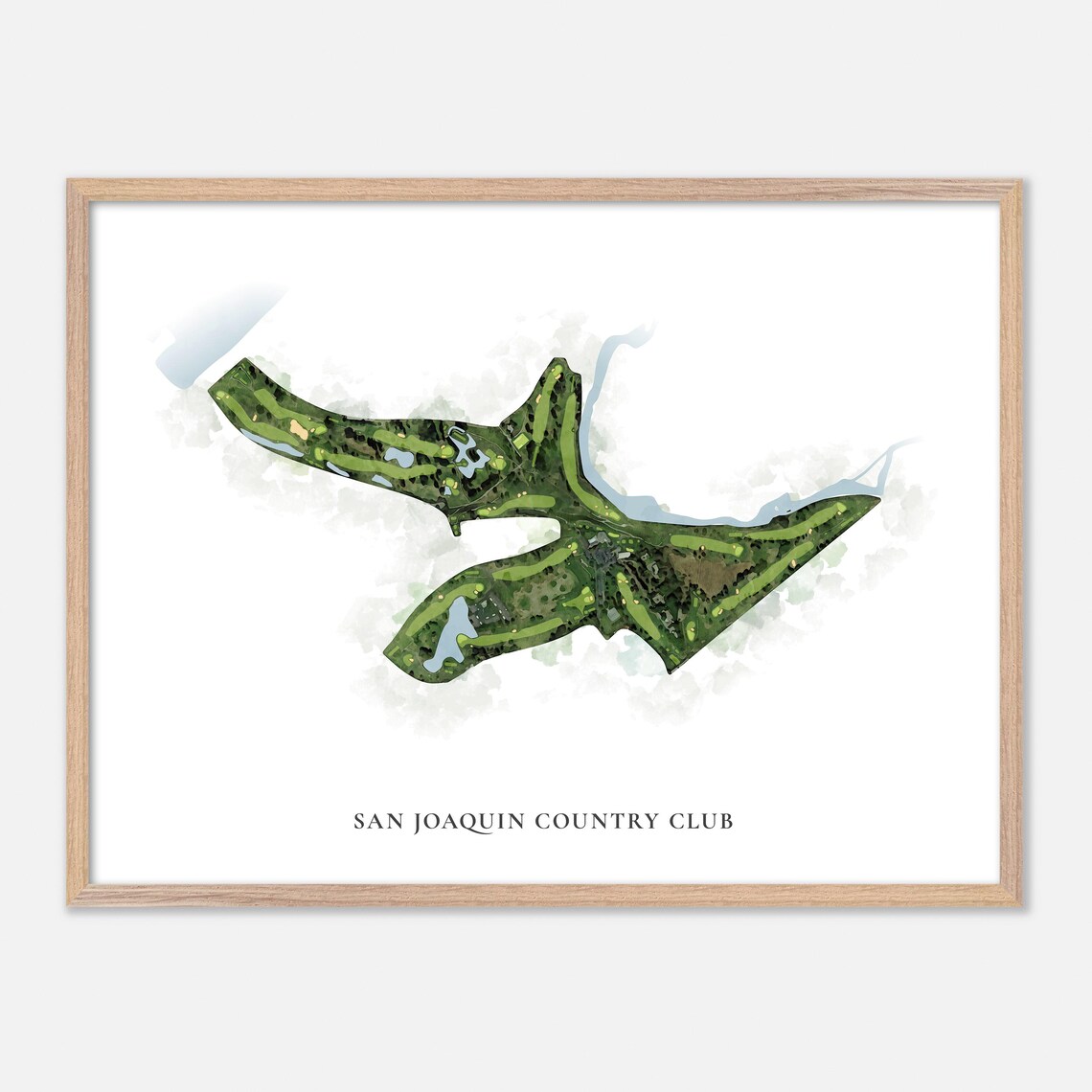 San Joaquin Country Club Fresno California Watercolor Golf Map Poster