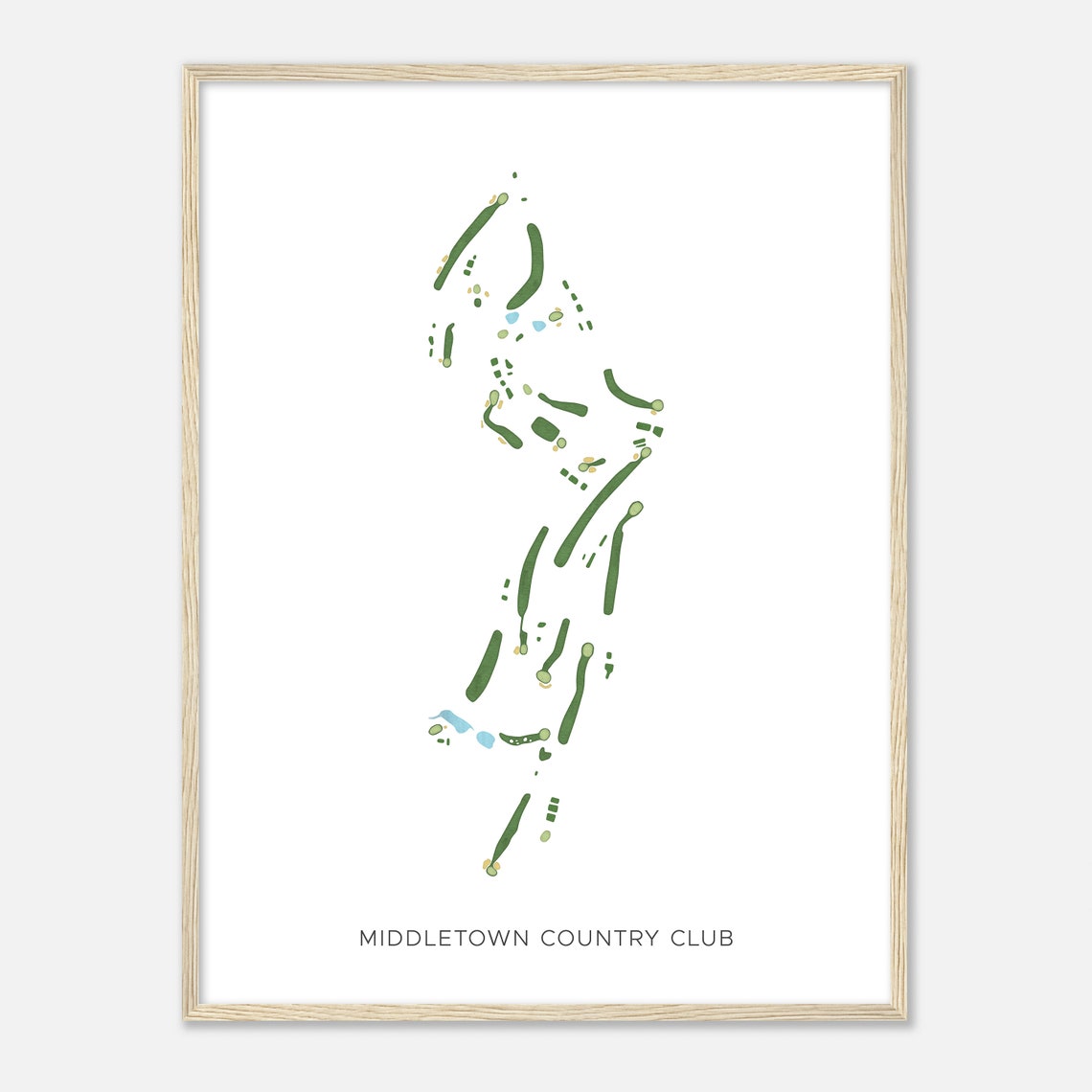 Middletown Country Club Modern Watercolor Golf Course Map Poster