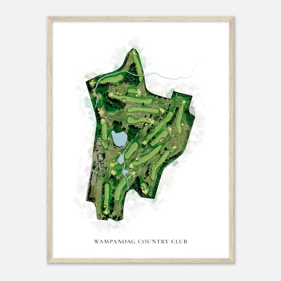 Wampanoag Country Club Connecticut Classic Watercolor Map Golfer Gift Golf Wall Art Golf Poster Print Course Layout