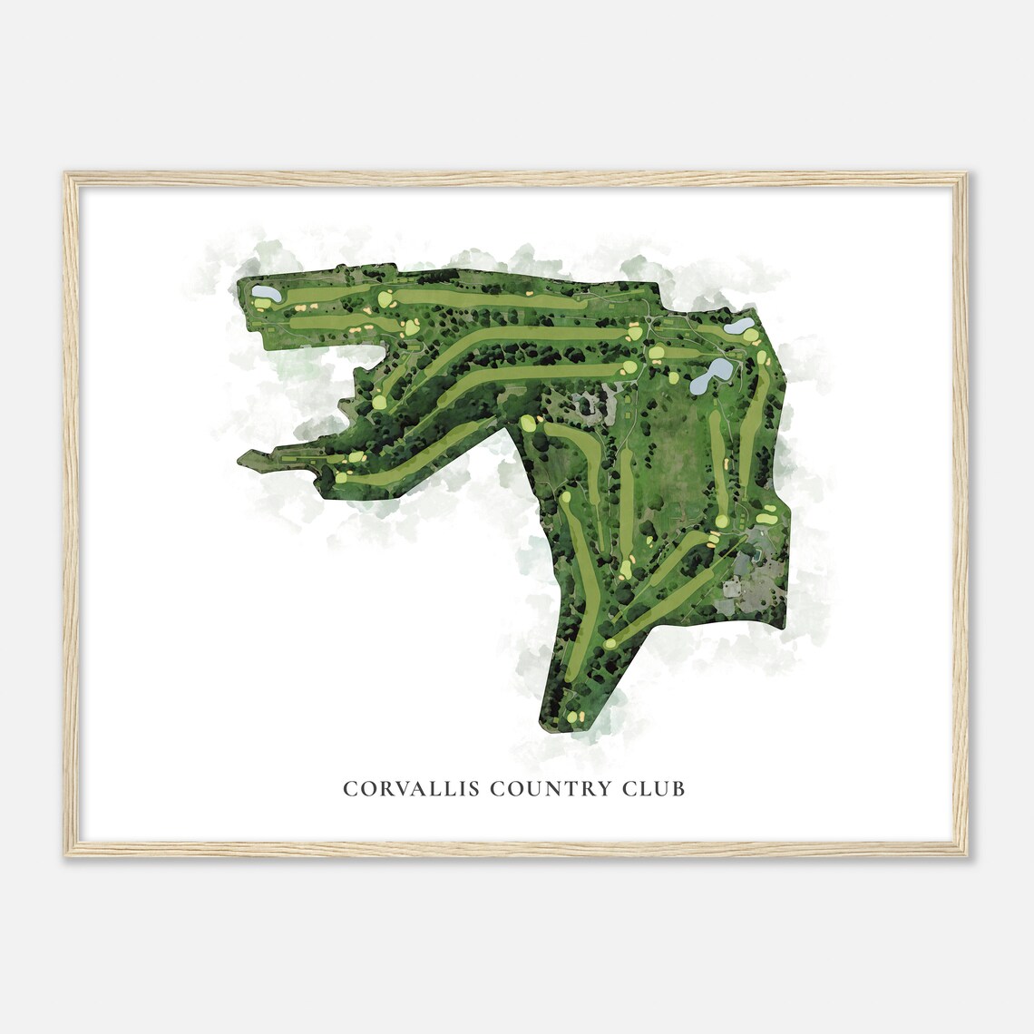 Corvallis Country Club Golf Course Aerial Watercolor Map Art Poster Gift - Image 2