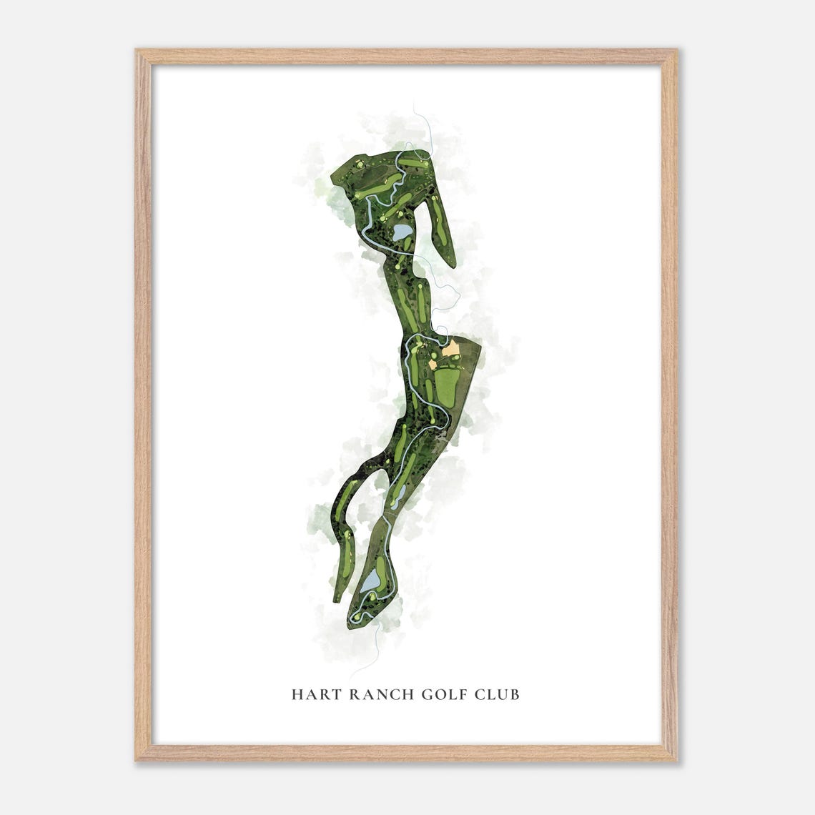Hart Ranch Golf Club Classic Watercolor Course Map Art Poster - Image 6