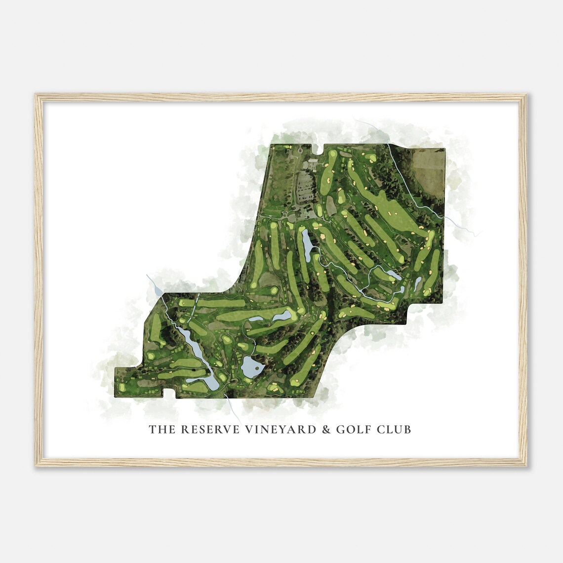 The Reserve Vineyard Golf Club Classic Watercolor Course Map Poster