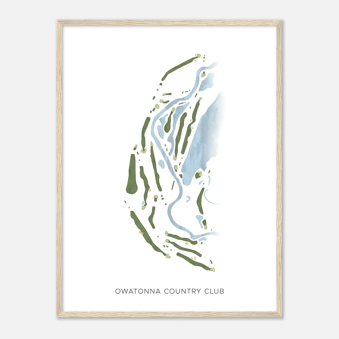 Owatonna Country Club Golf Course Map Golfer Gift Modern Print - Image 2