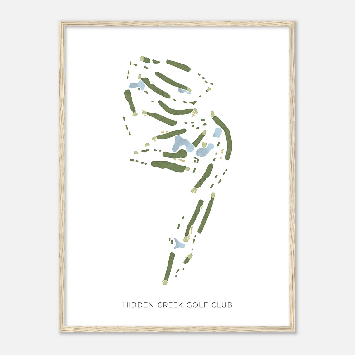 Hidden Creek Golf Club Minimalist Watercolor Fairway Map Poster