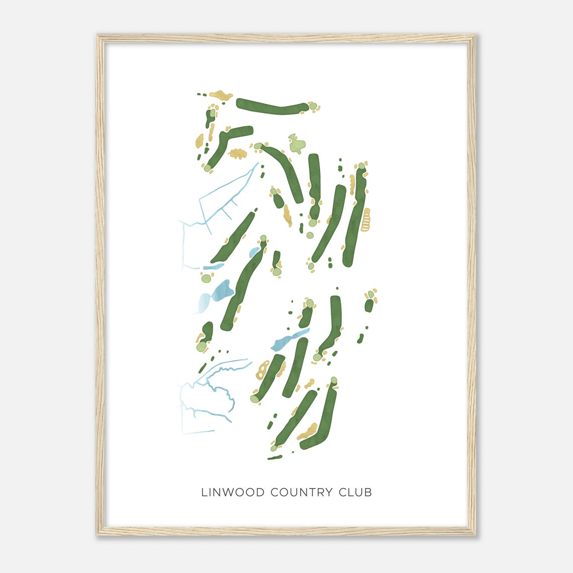 Linwood Country Club Modern Watercolor Golf Course Map Poster - Image 2